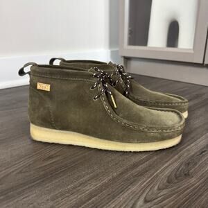 Kith x Clarks Wallabee Green Suede Leather Fleece Lined Ankle Boots 8.5 Shoes